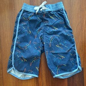 Hanna Andersson Navy Shark Print Board Shorts